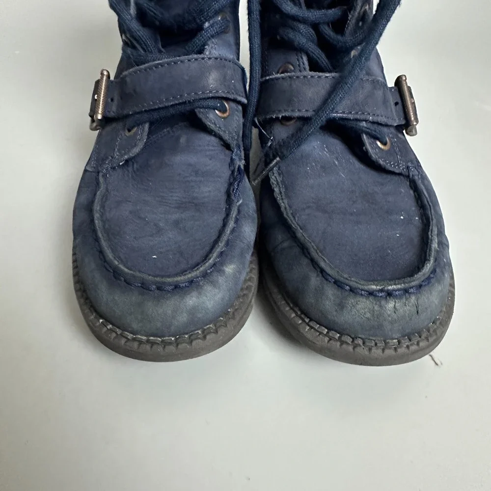 Polo Ralph Lauren Ranger Hi II Navy Blue Leather Polo Bear Boots Boys Size 2